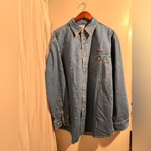 Lee denim long sleeve distressed shirt size Large